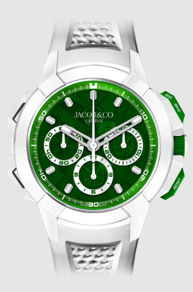 (image for) Jacob & Co epic x chrono 44mm tri compax WHITE CERAMIC, GREEN DIAL EC440.95.AA.AA.B Replica watch